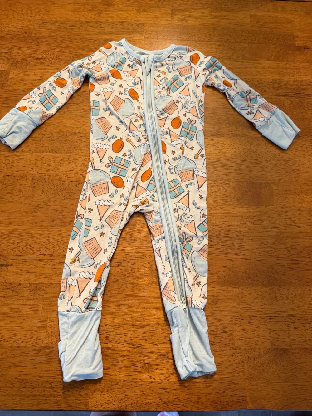 Little One Shop 3-6 Months Blue Birthday Bamboo Zippie Zippy Pajamas